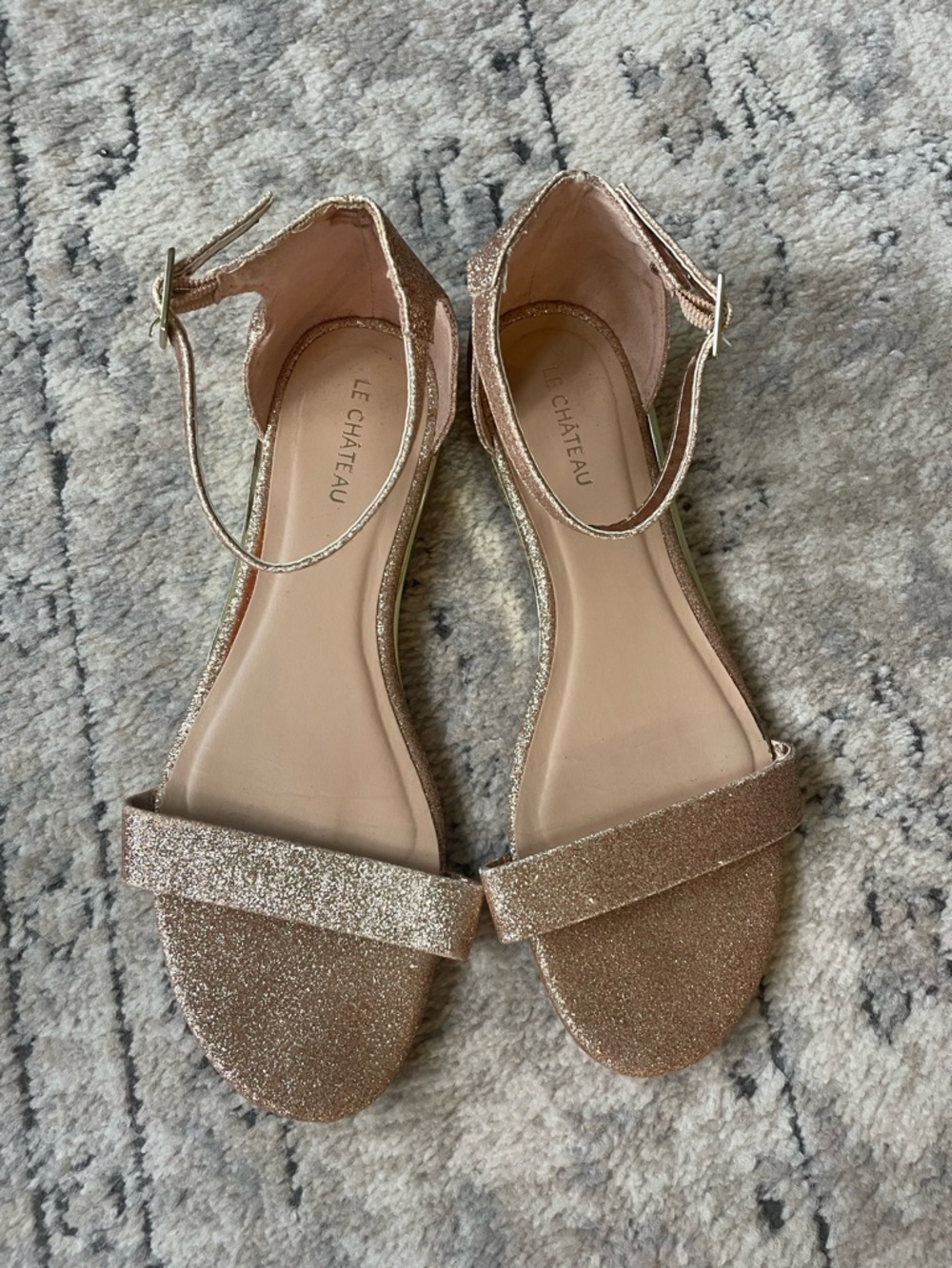 Le Chateau rose gold glitter ankle-strap sandals